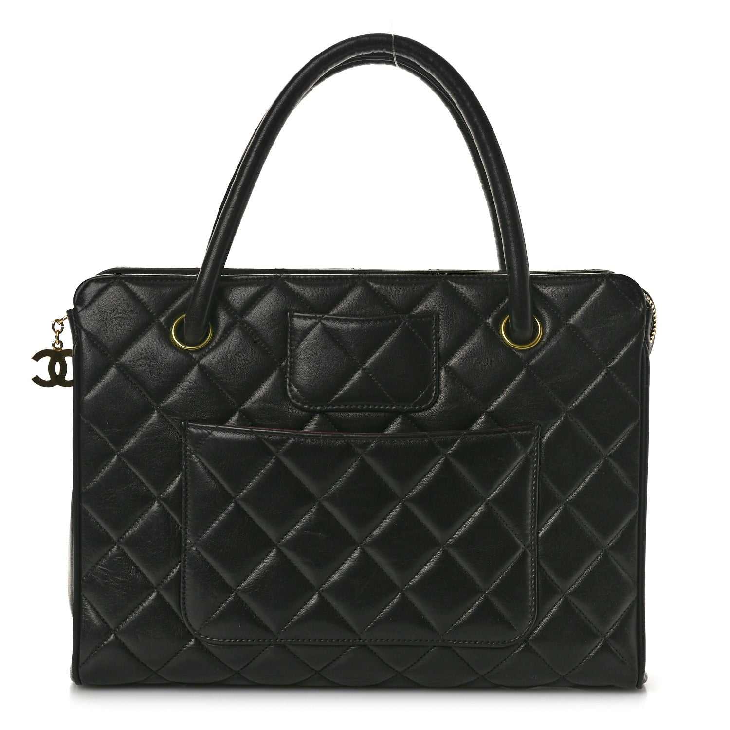 Chanel Lambskin Quilted Top Handle Bag Black 1 of 11