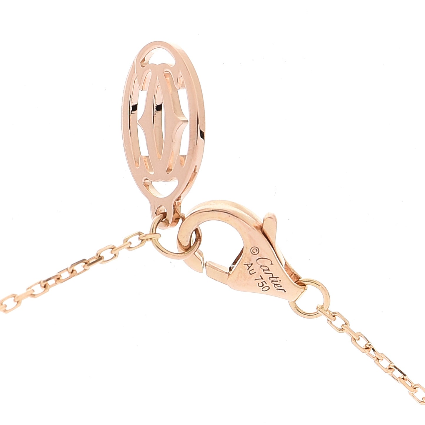 18K Pink Gold Diamond .30ct C De Cartier Pendant Necklace