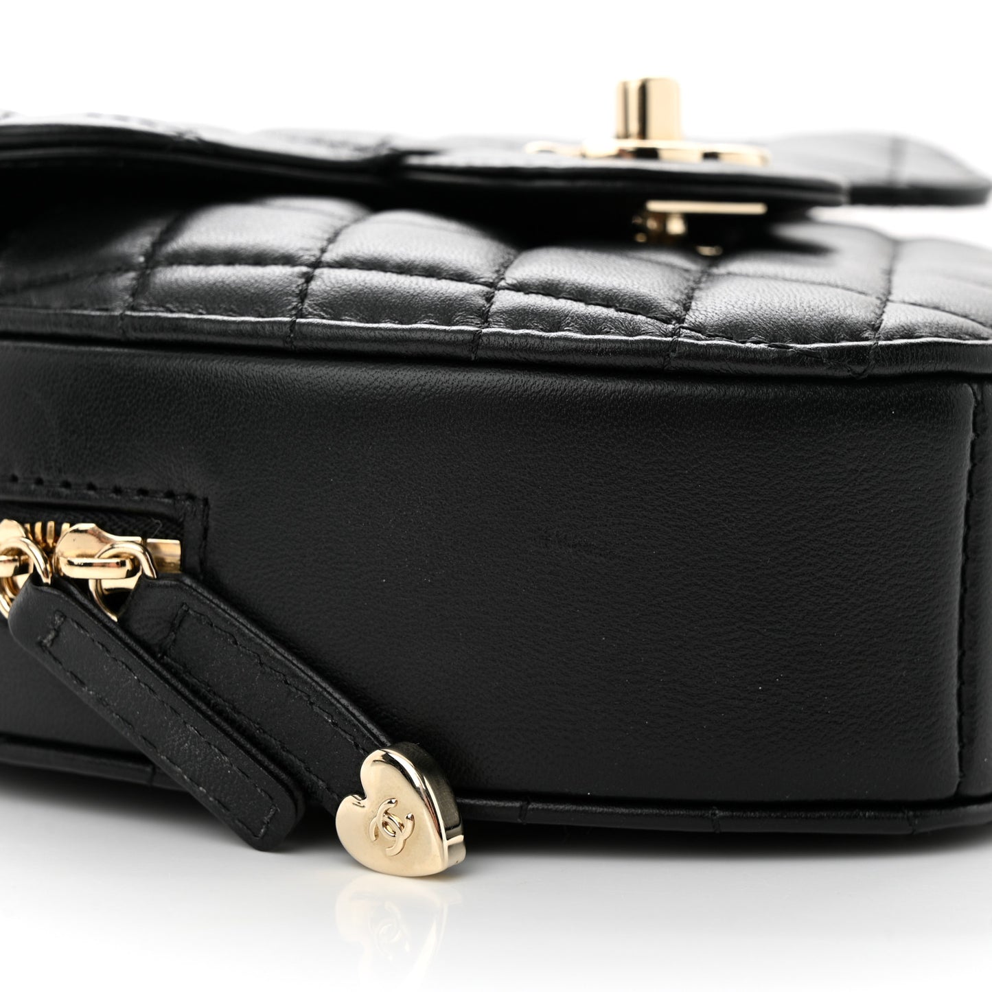 Lambskin Quilted CC In Love Heart Bag Black