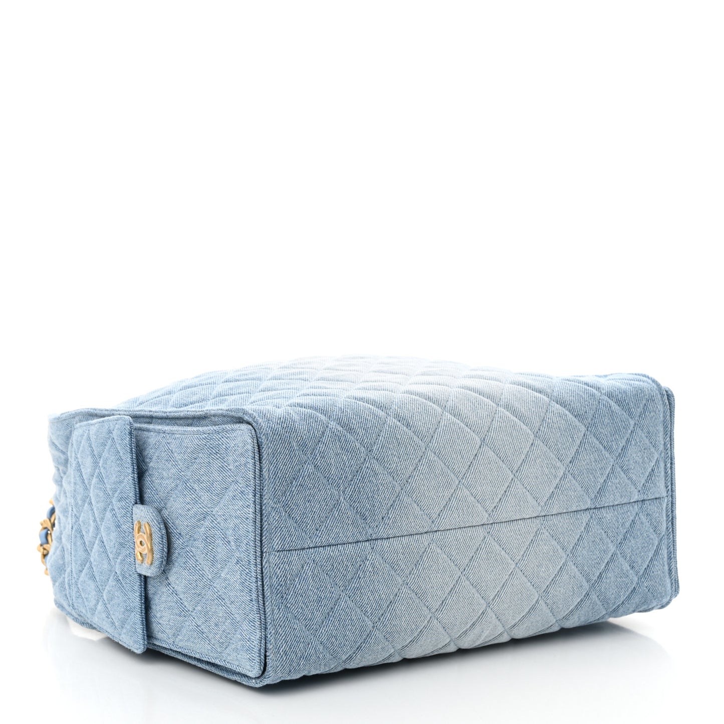 Washed Denim Quilted Medium Chanel 25 Handbag Blue