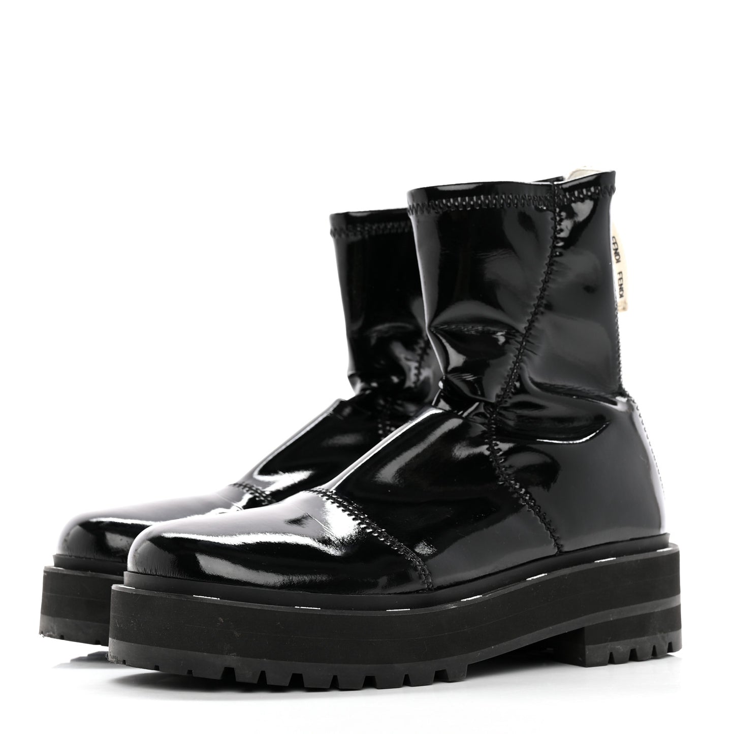 Patent Neoprene Combat Boots 38.5 Black