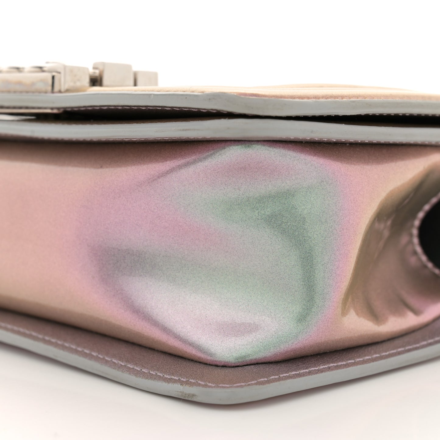Iridescent Patent Calfskin PVC Quilted Small Boy Flap Light Purple
