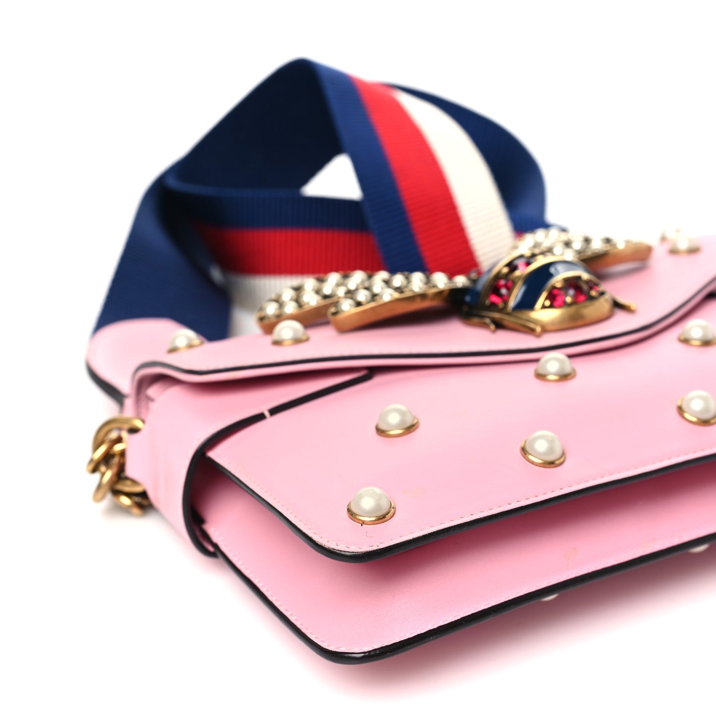Nappa Pearl Studded Mini Queen Margaret Broadway Shoulder Bag Sugar Pink