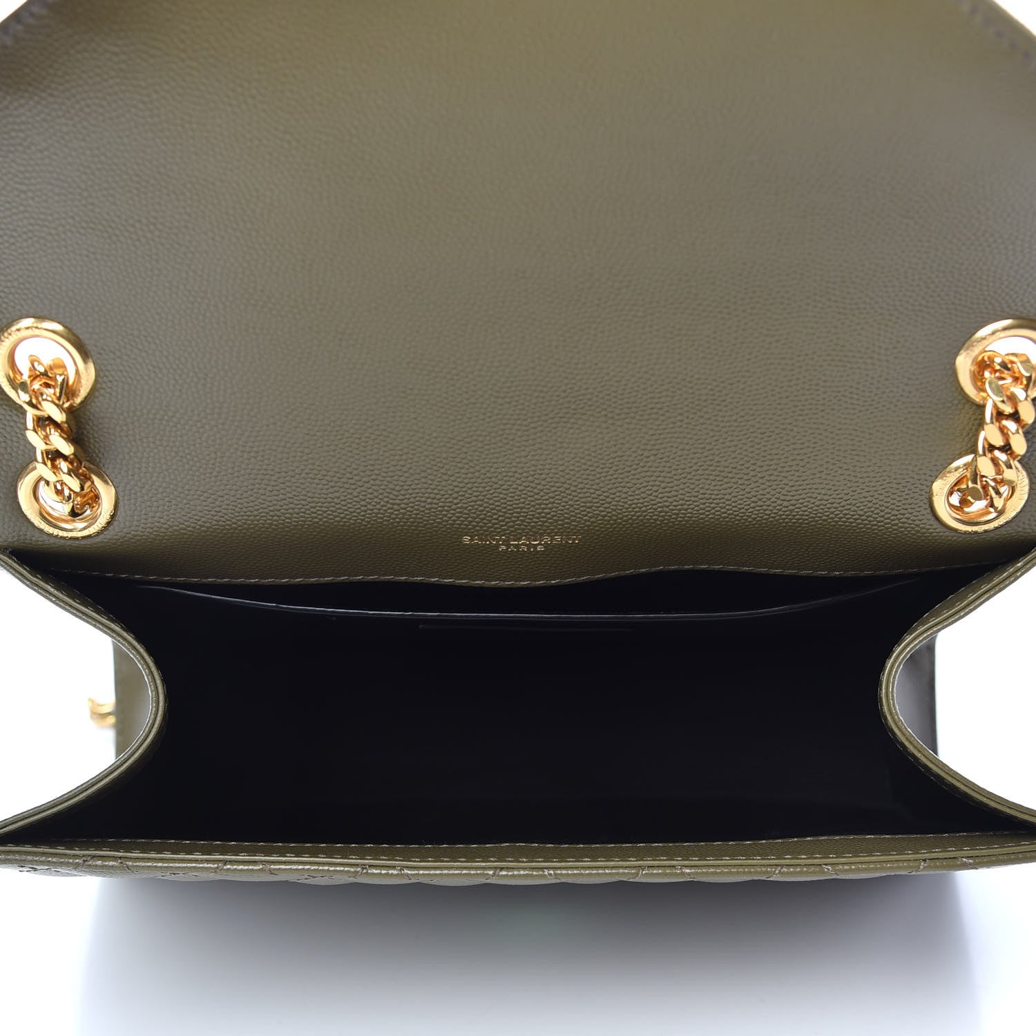 Saint Laurent Grain De Poudre Textured Mixed Matelasse Medium Triquilt Monogram Satchel Vert Kaki 5 of 9