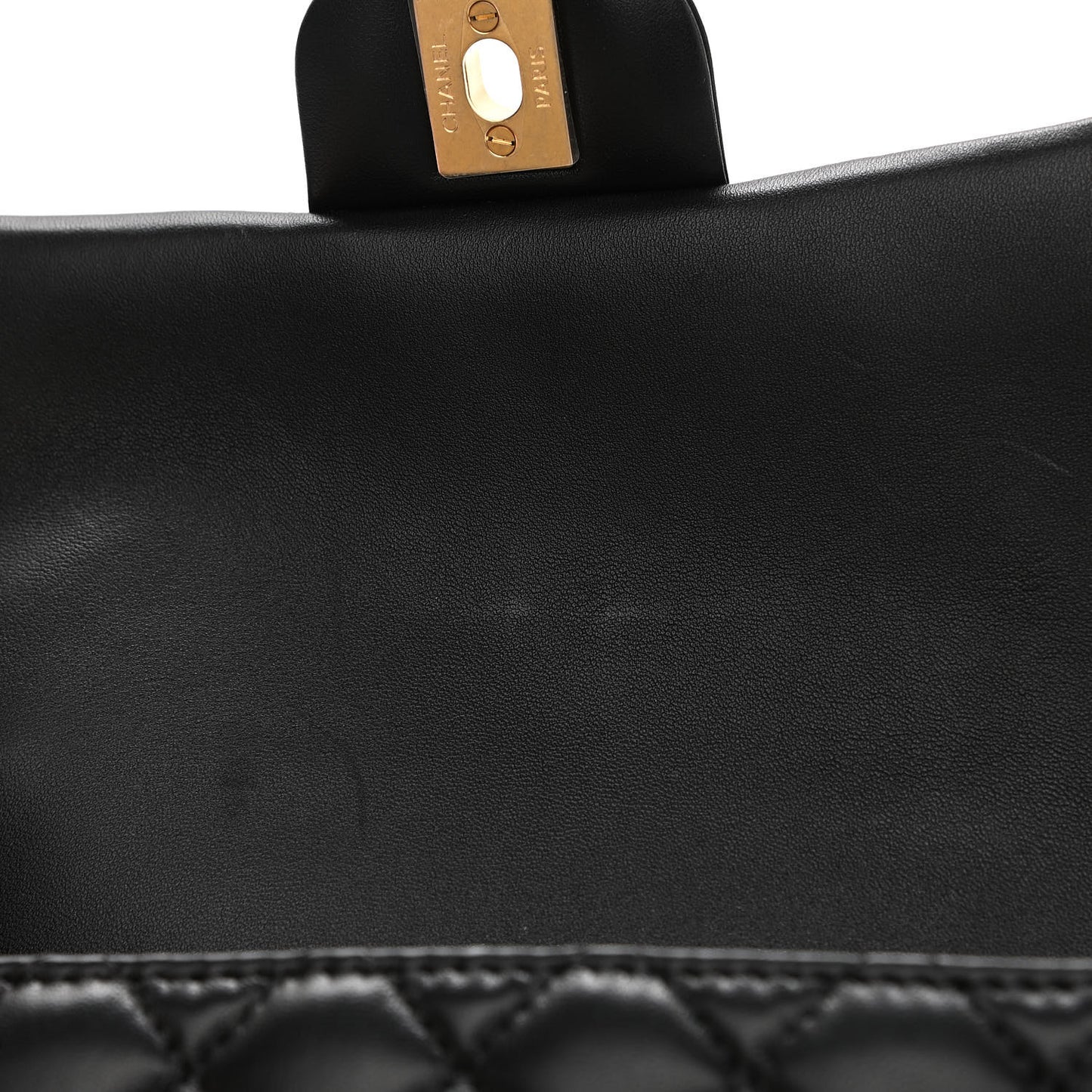 Lambskin Quilted Mini Top Handle Rectangular Flap Black