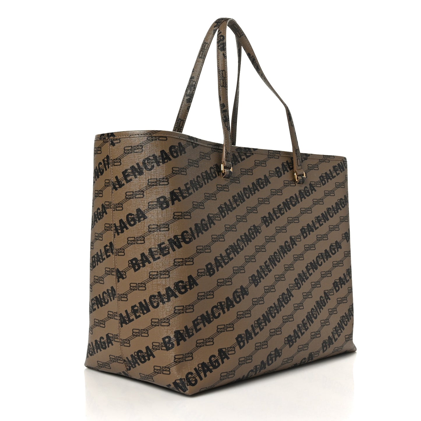 Coated Canvas BB Monogram Allover Logo Signature Tote Beige Brown Black