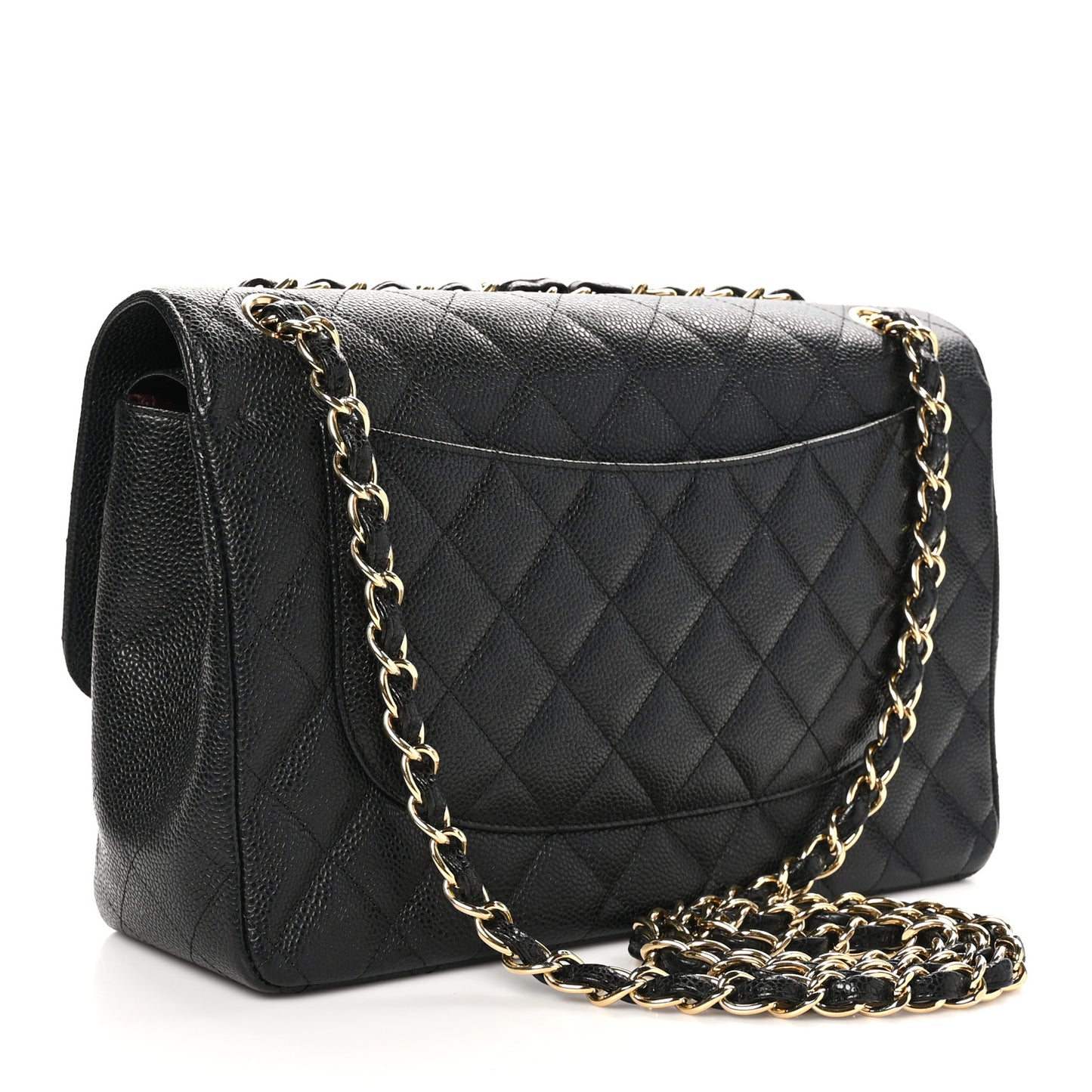 Caviar Quilted Jumbo Double Flap Black