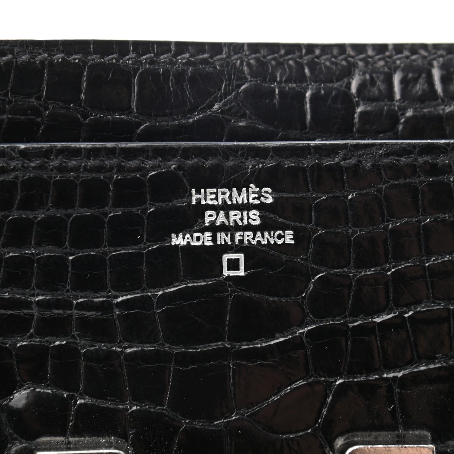 Hermes Shiny Alligator Constance Long Wallet Black 7 of 10