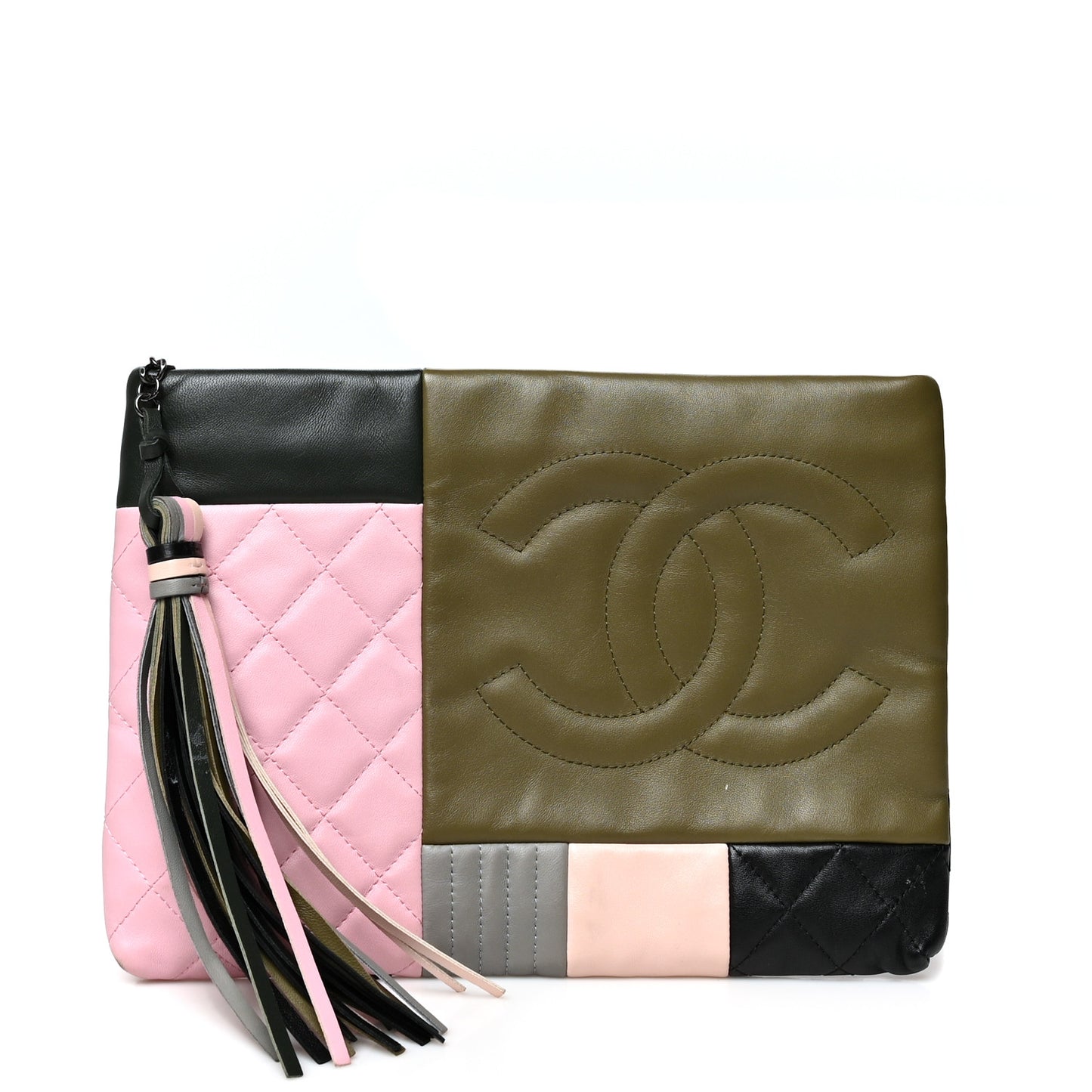 Lambskin Patchwork Large Cosmetic Case Multicolor