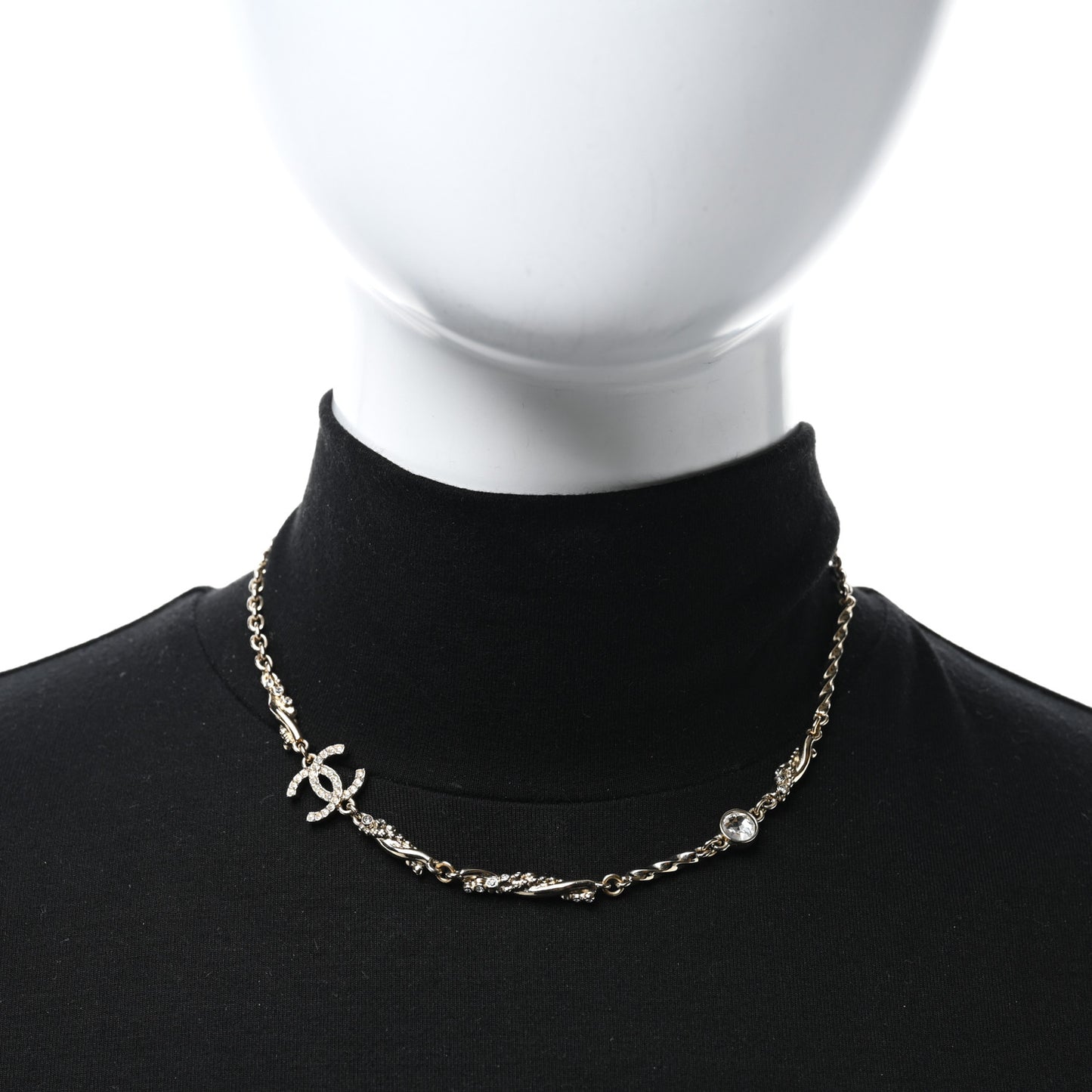 Crystal CC Twist Short Necklace Gold