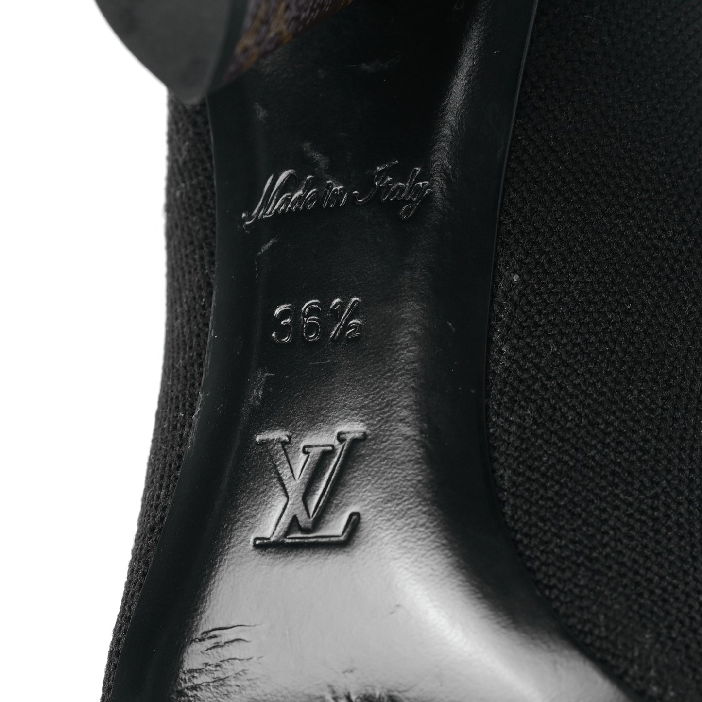 Monogram Stretch Fabric Silhouette Ankle Boots 36.5 Black