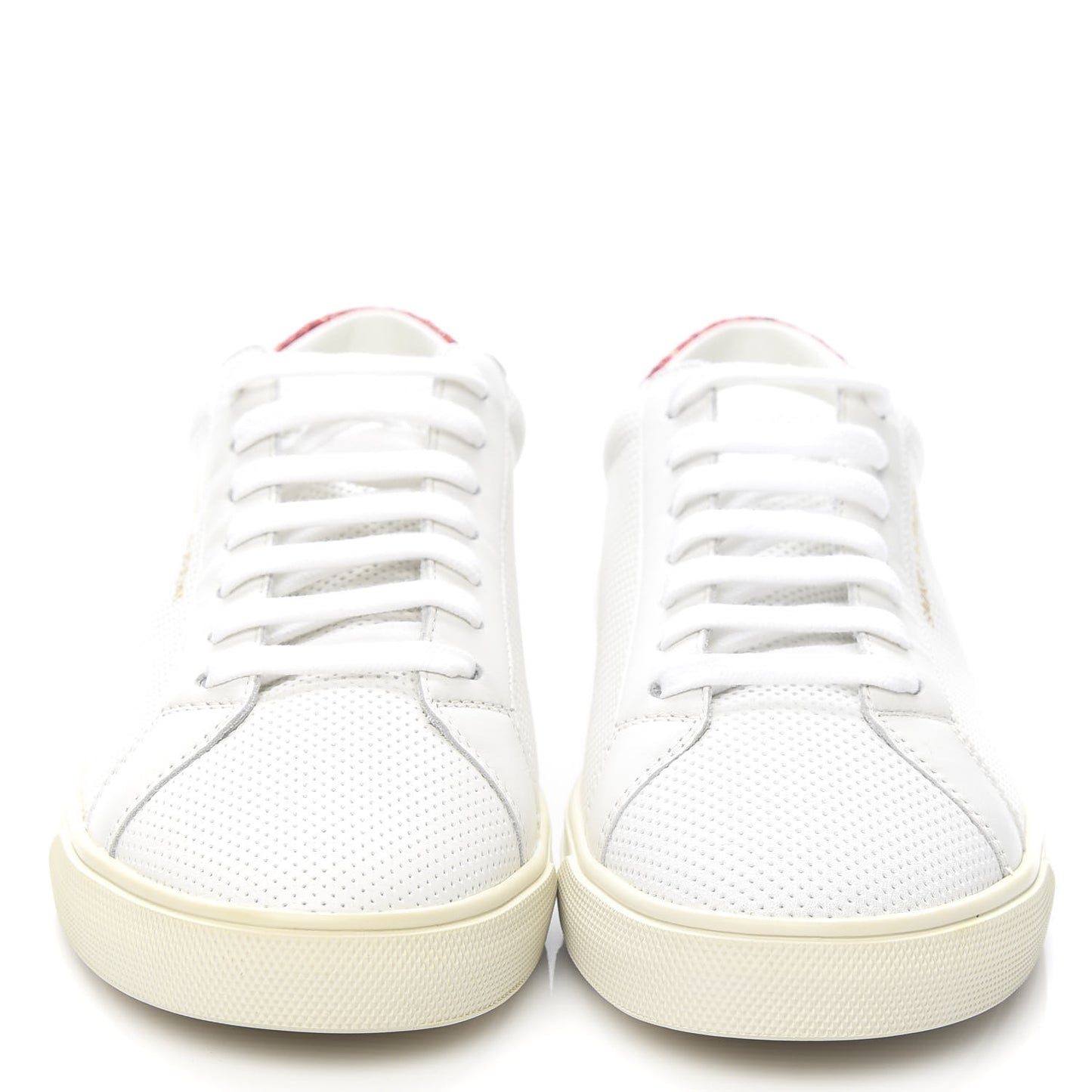 Perforated Calfskin Glitter Andy Low Top Sneakers 37 White Red