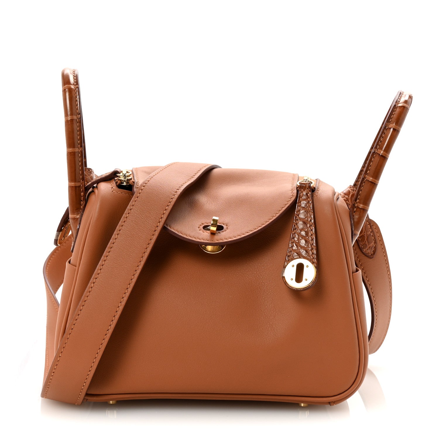 Hermes Matte Alligator Swift Mini Touch Lindy 20 Gold 1757648