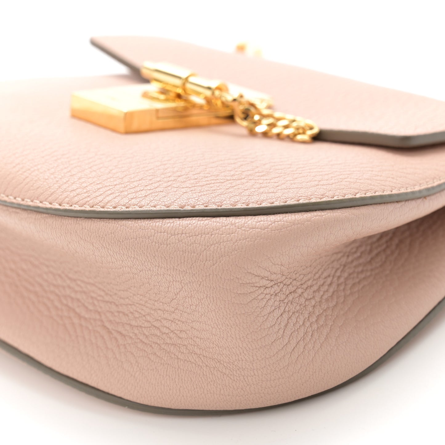 Grained Lambskin Mini Drew Shoulder Bag Cement Pink