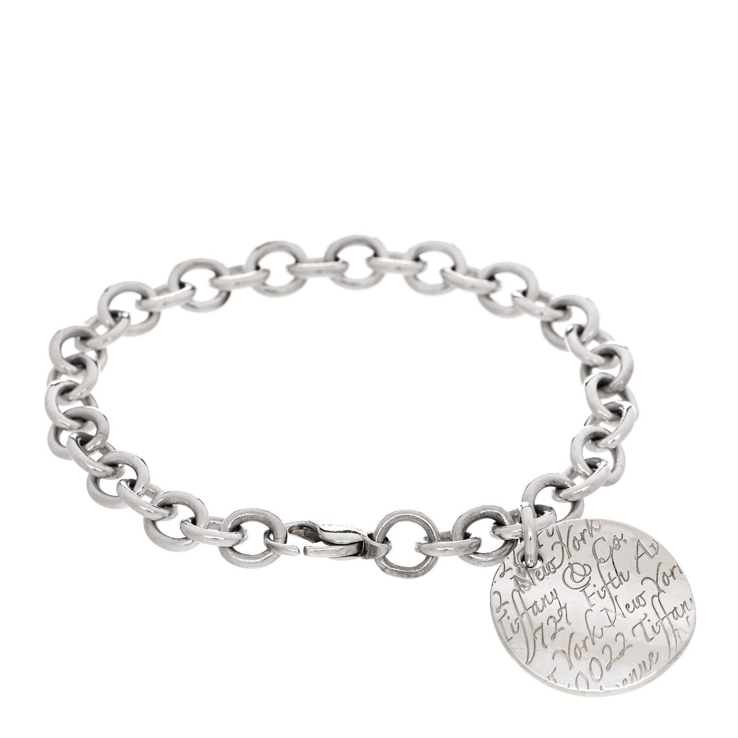 Sterling Silver Notes Round Tag Charm Bracelet