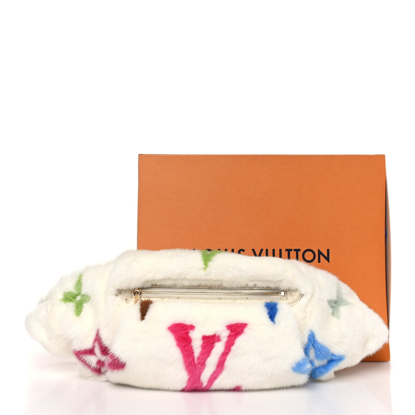 LV X TM Mink Ostrich Monogram Bum Bag White Multicolor