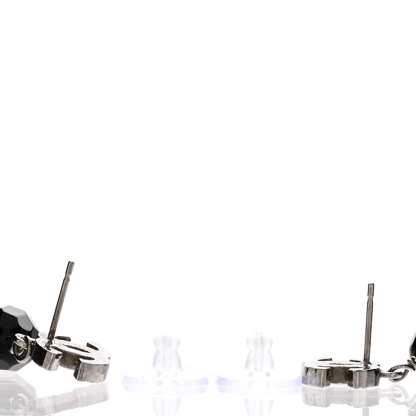 Beaded CC Drop Earrings Ruthenium Black