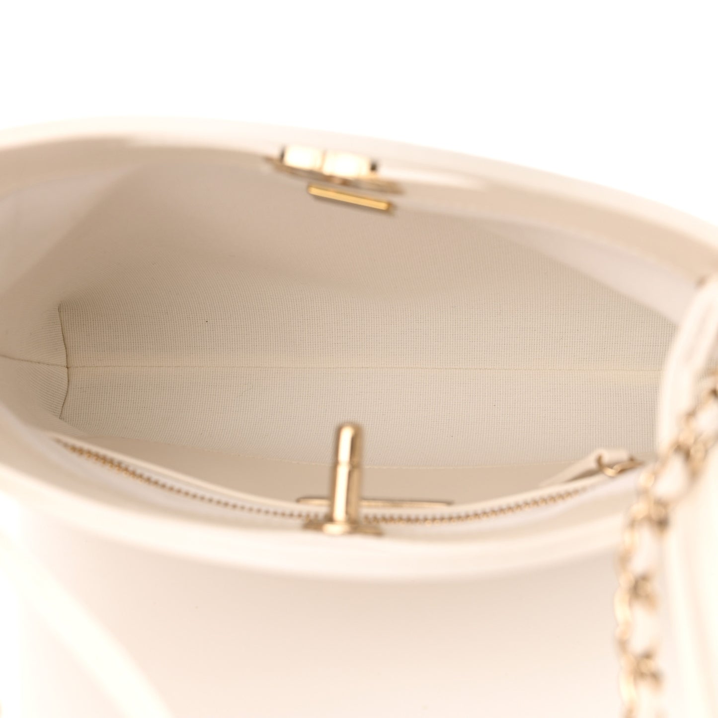 Shiny Lambskin Quilted Mini 31 Shopping Bag White