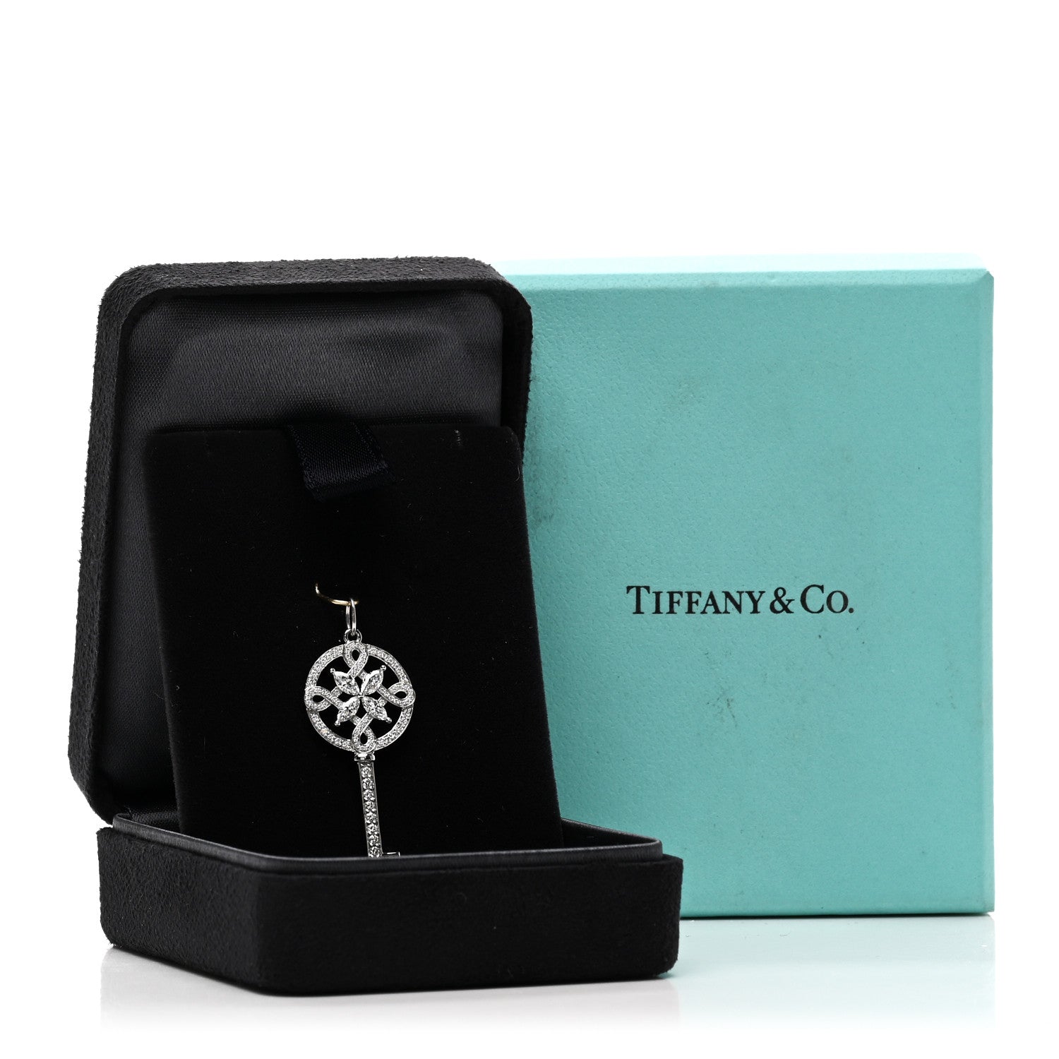 Tiffany Platinum Diamond Victoria Round Key Pendant 4 of 4