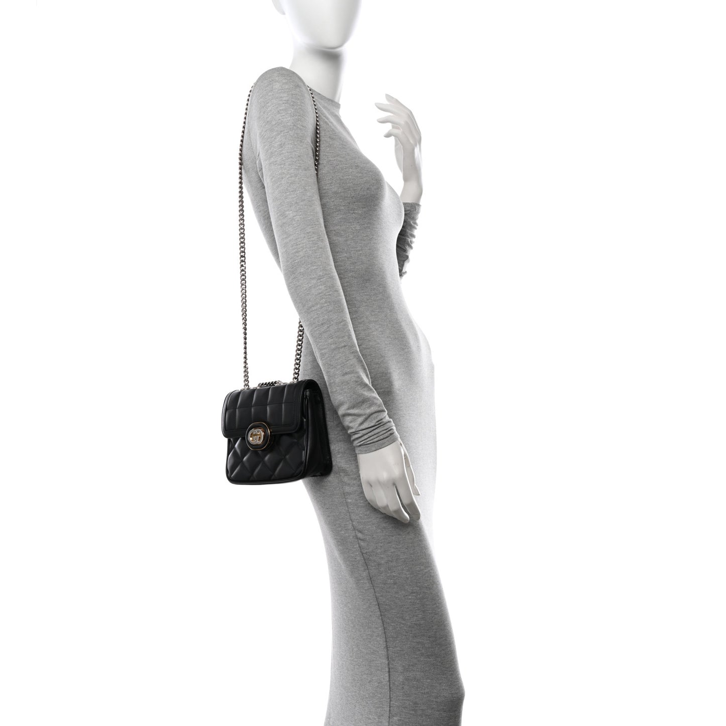 Calfskin Quilted Mini Deco Shoulder Bag Black