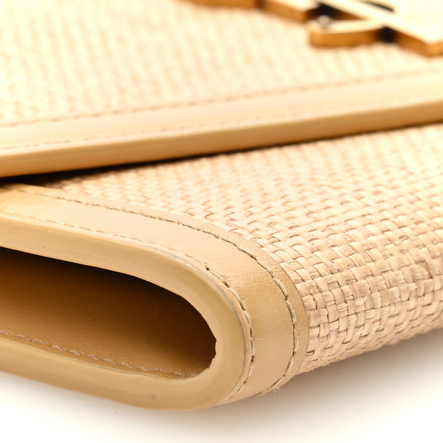 Micro Raffia Monogram Uptown Chain Wallet Natural Hay Blush