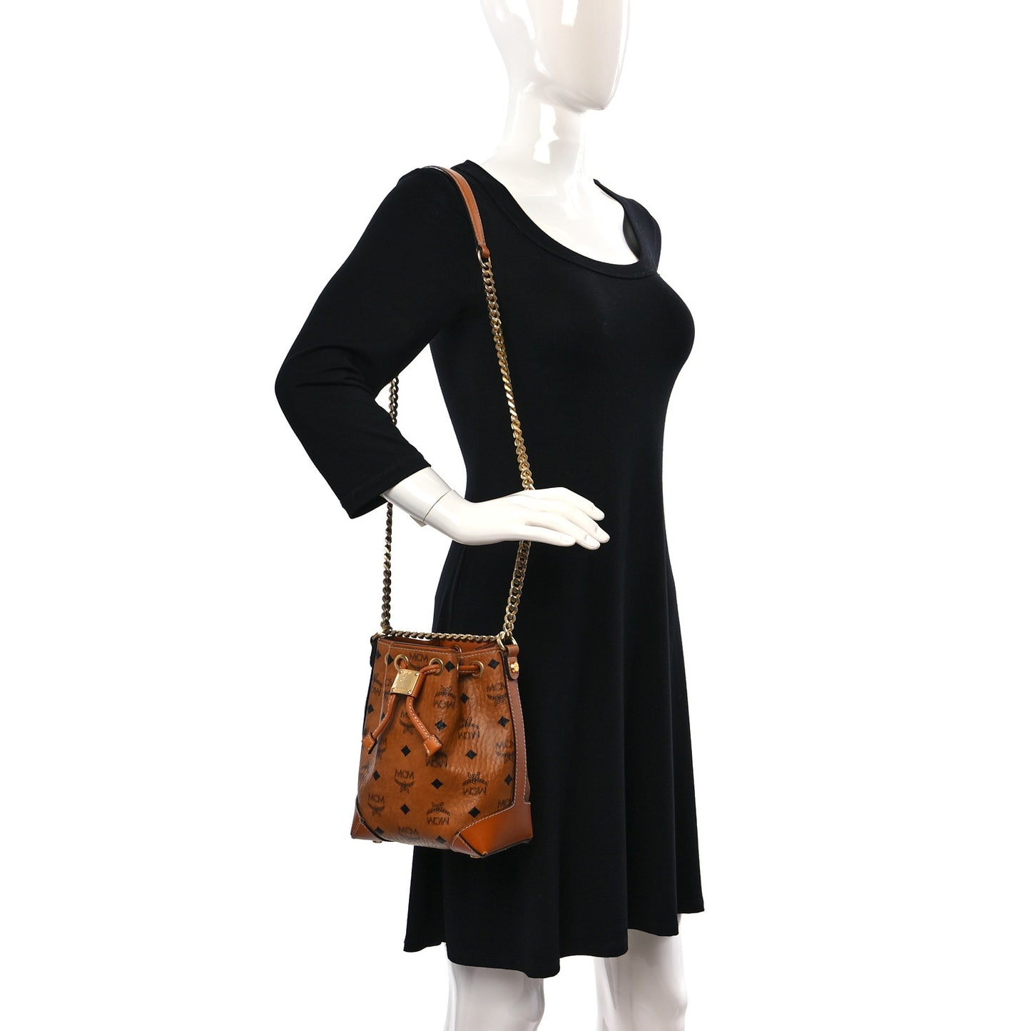 Visetos Berlin Mini Drawstring Bucket Bag Cognac