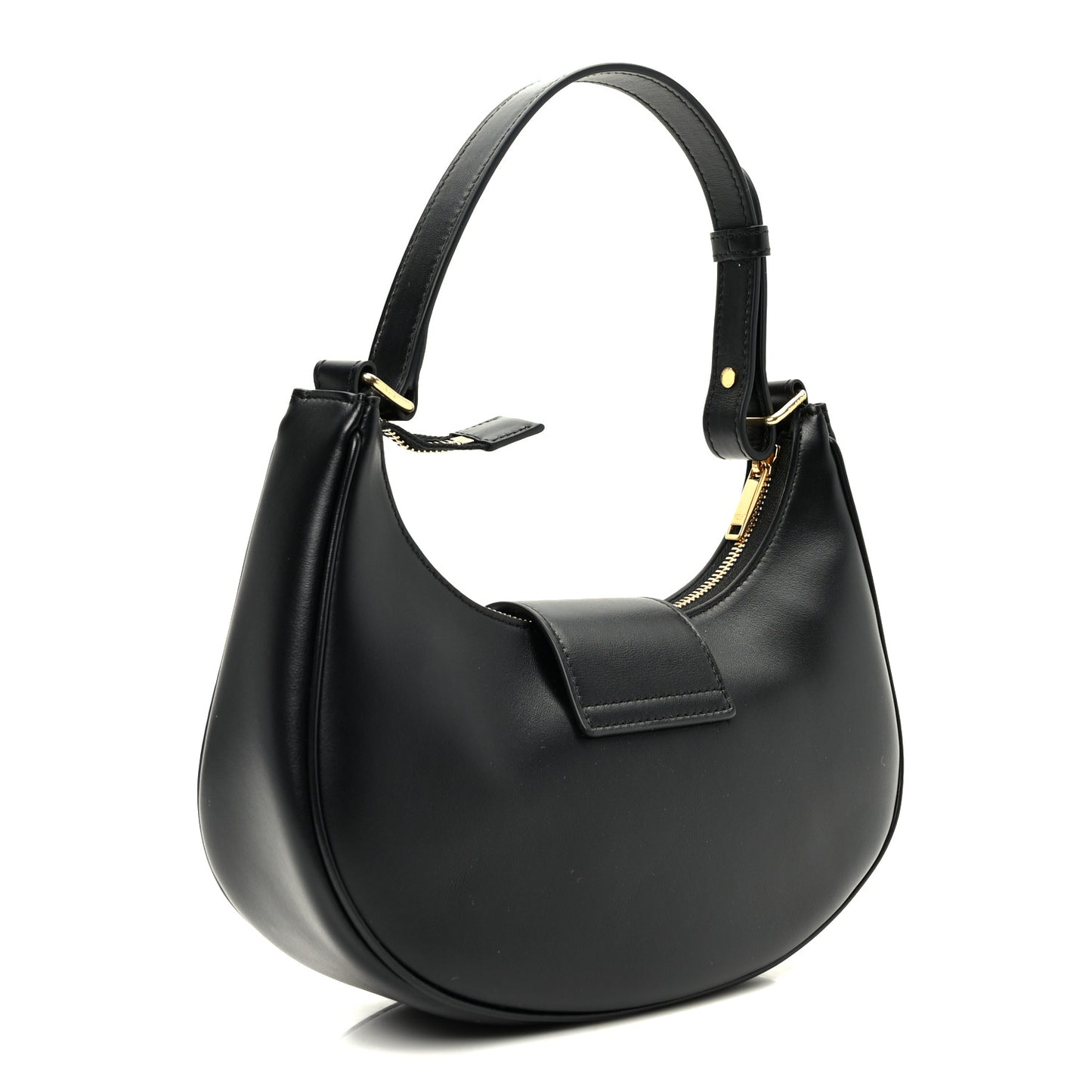 Smooth Calfskin Medium Strap Ava Triomphe Shoulder Bag Black