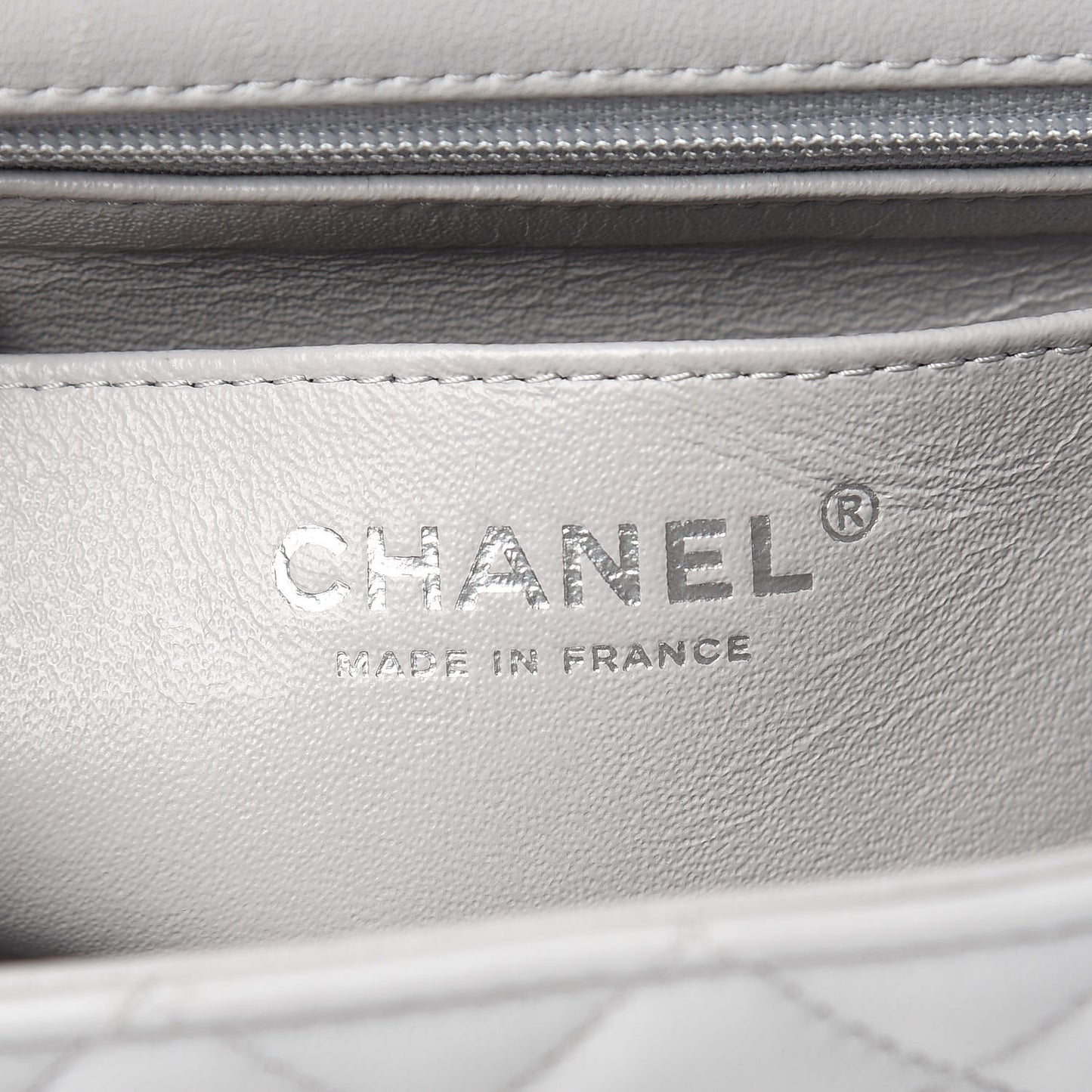 Lambskin Quilted Mini Rectangular Flap Grey