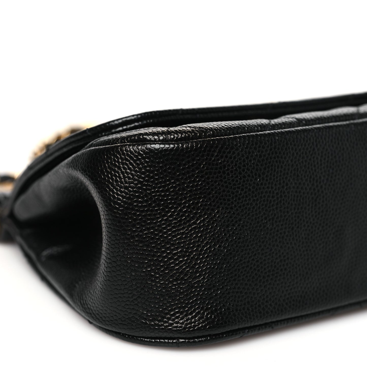 Caviar Quilted Mini Flap Clutch With Chain Black