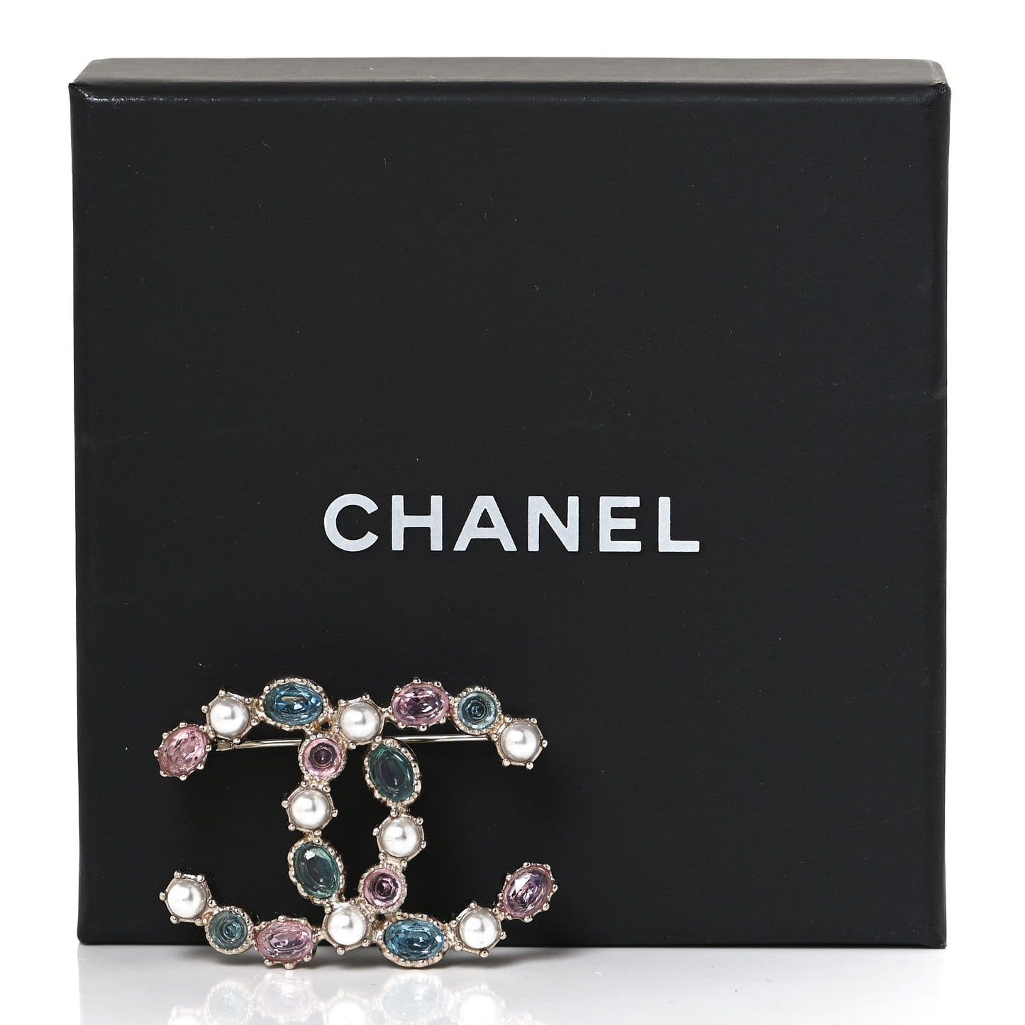 Pearl Crystal CC Brooch Gold Multicolor
