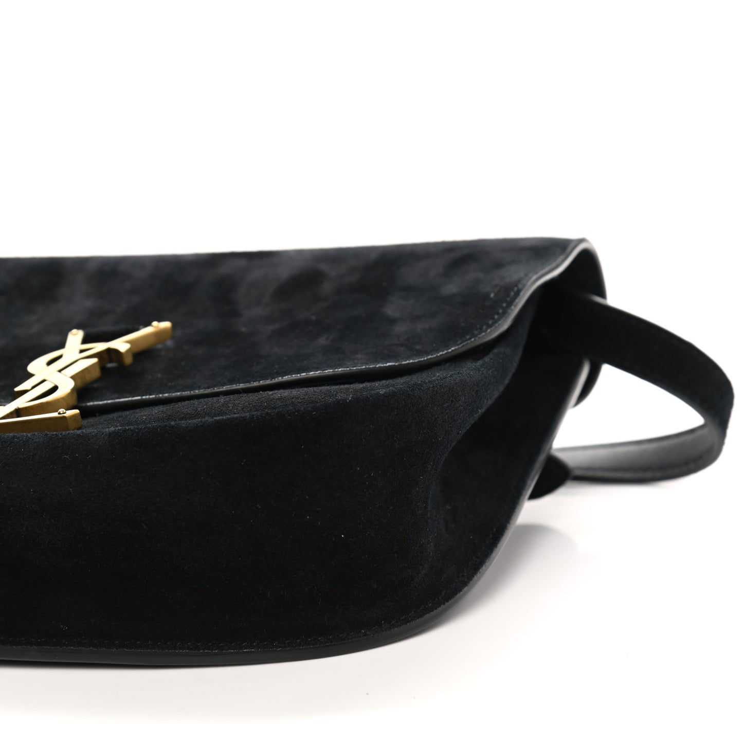 Suede Calfskin Monogram Medium Kaia Satchel Black