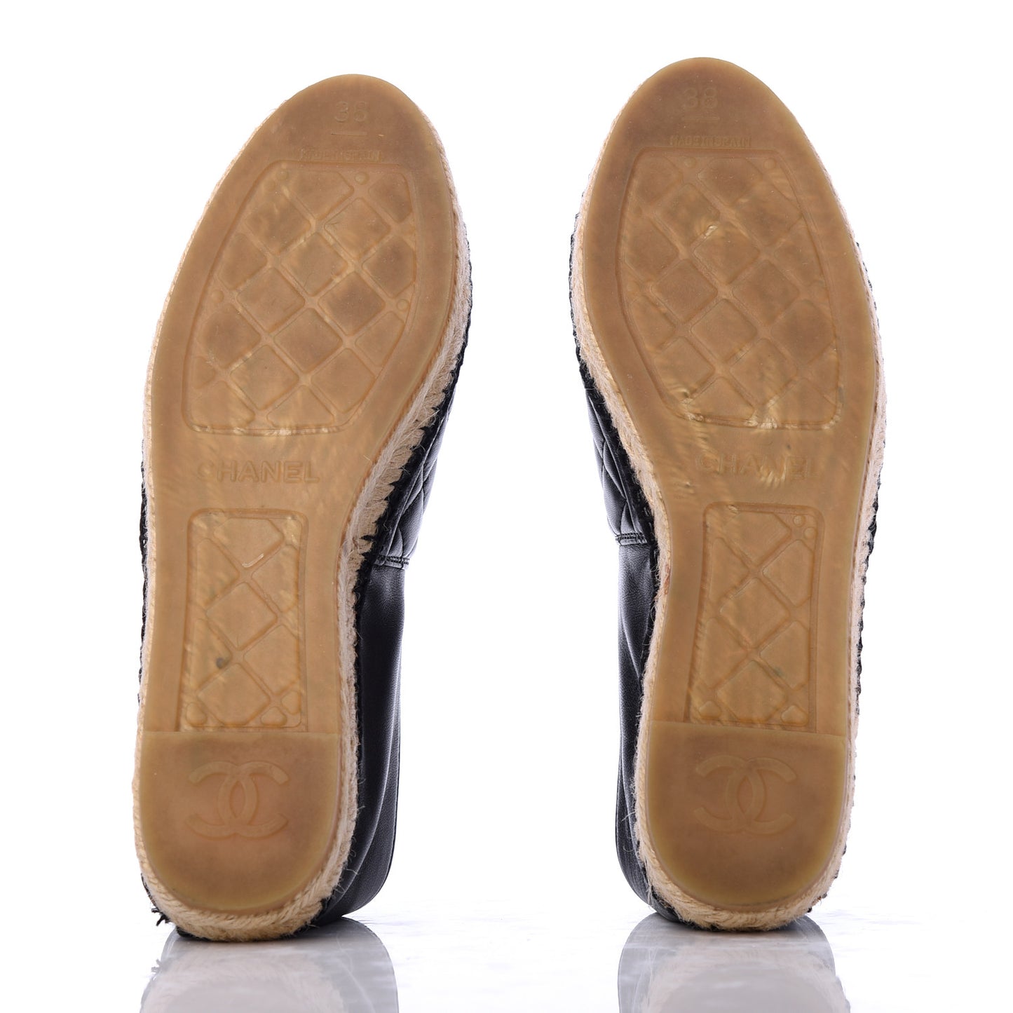 Lambskin Quilted CC Espadrilles 38 Black