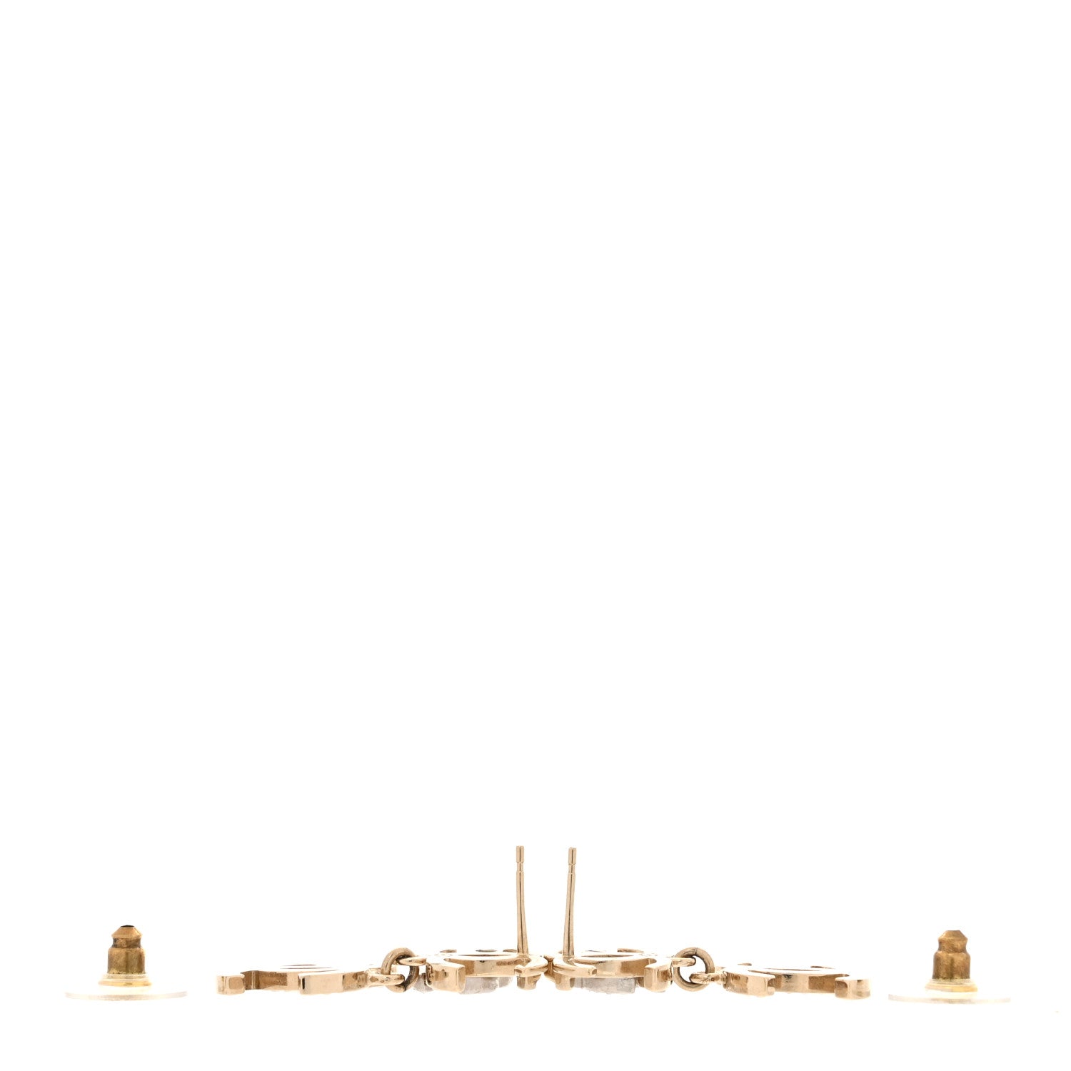 Chanel Crystal Pearl Double CC Drop Earrings Gold Silver 3 of 5