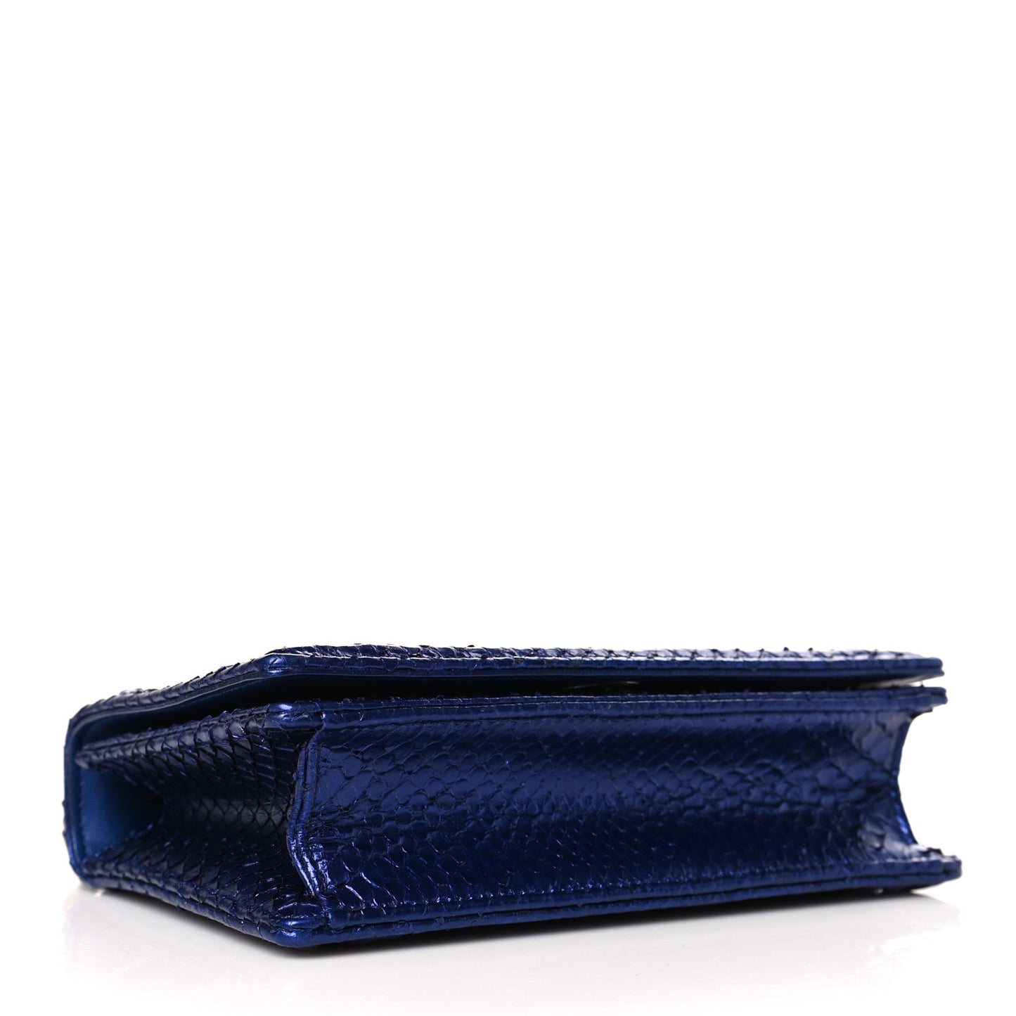 Metallic Snakeskin Small Diorama Flap Bag Blue