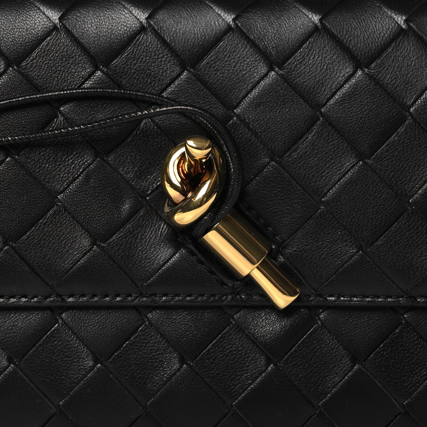 Nappa Intrecciato Long Andiamo Top Handle Clutch Black