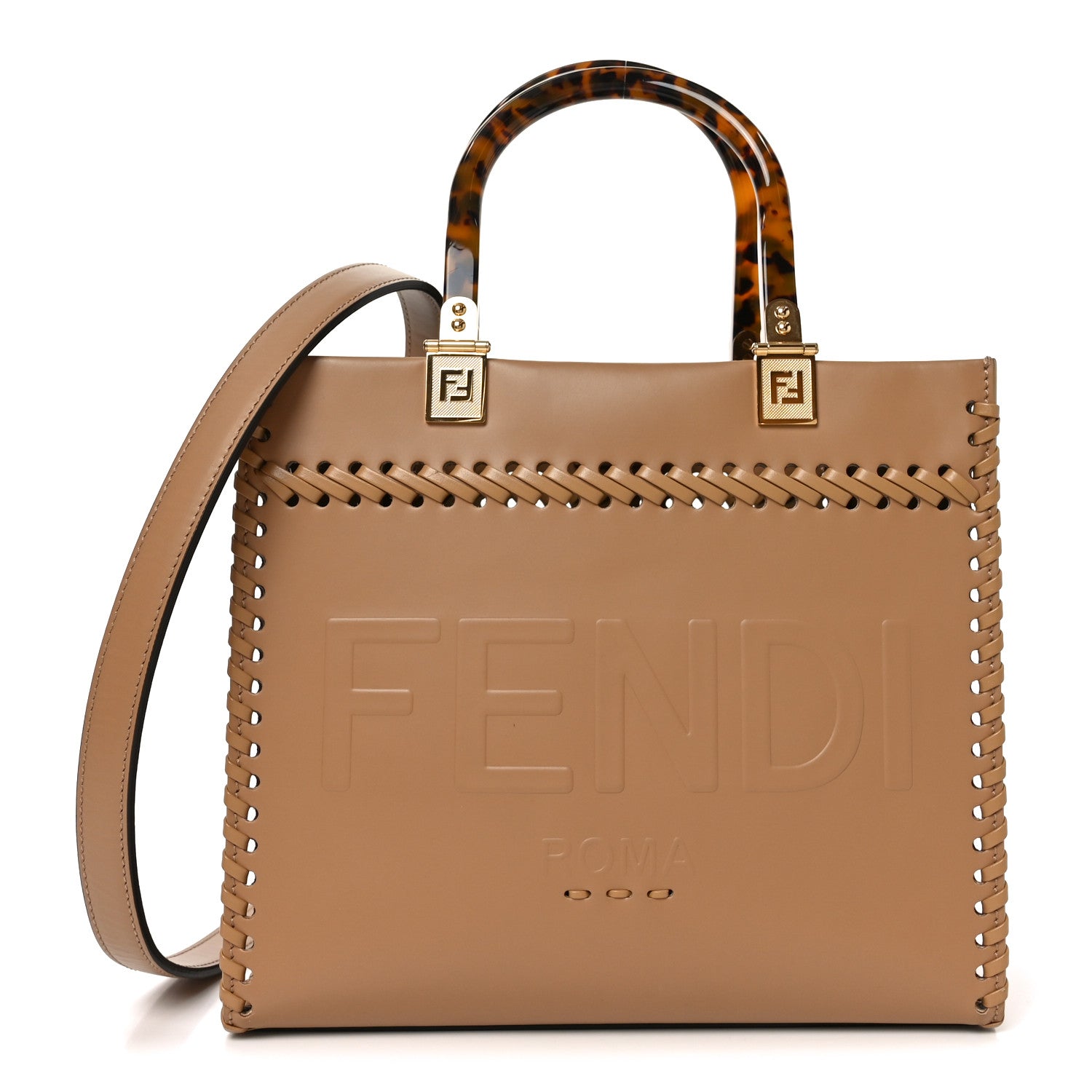 Fendi トートバッグ Fendi Vitello King Ceylon Plexiglass Woven Logo Debossed Small