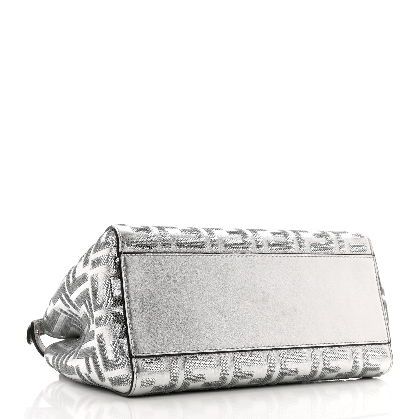 Vitello Catalan Mirror Sequin FF 1974 Embroidered Mini Peekaboo Iconic Satchel Argento