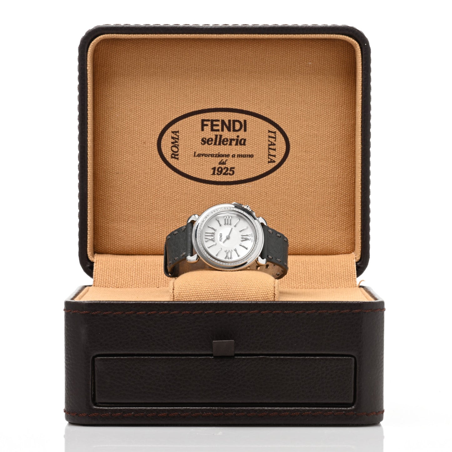 Stainless Steel Calfskin Diamond Bezel Mother of Pearl 36mm Selleria Quartz Watch