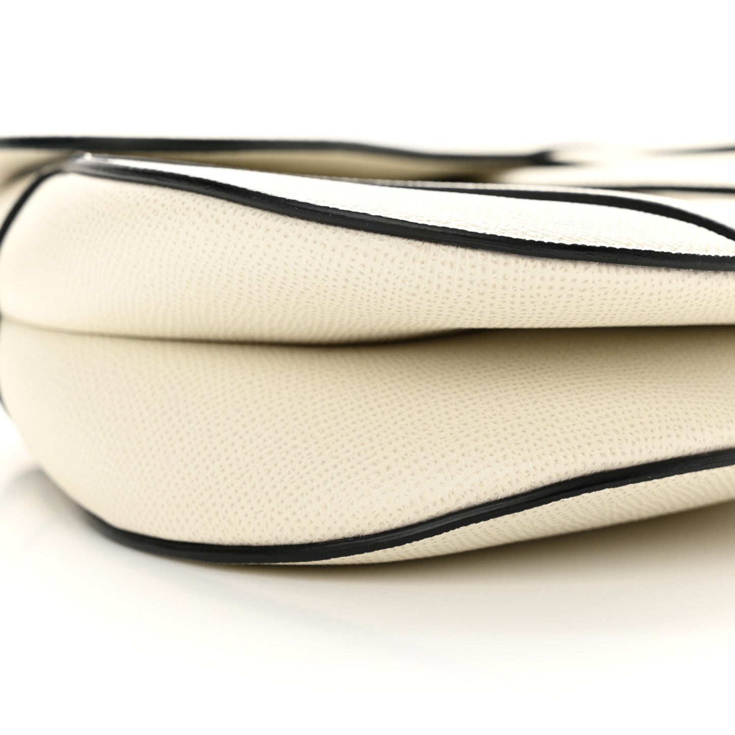 CHRISTIAN DIOR Grained Calfskin Saddle Bag White