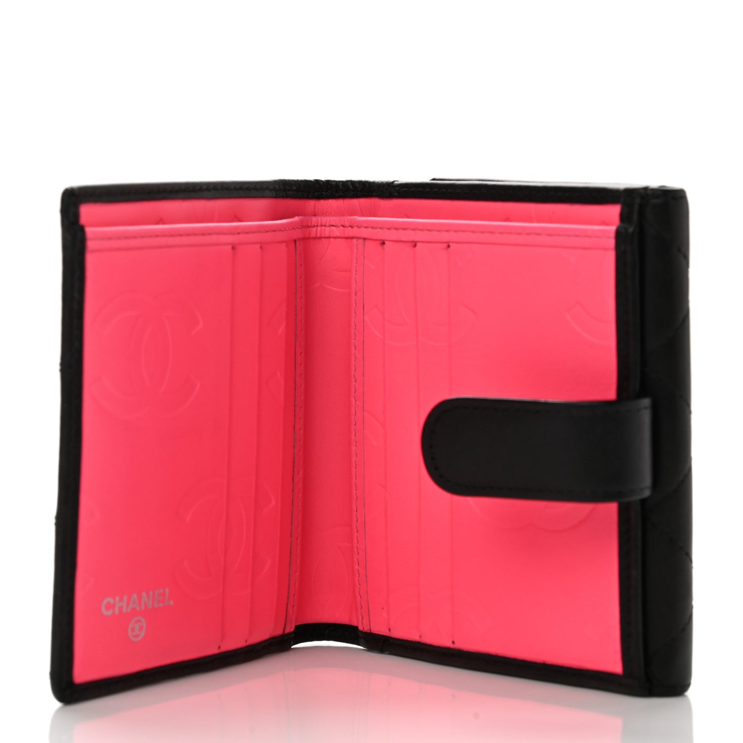 Calfskin Quilted Cambon Business Card Holder Black