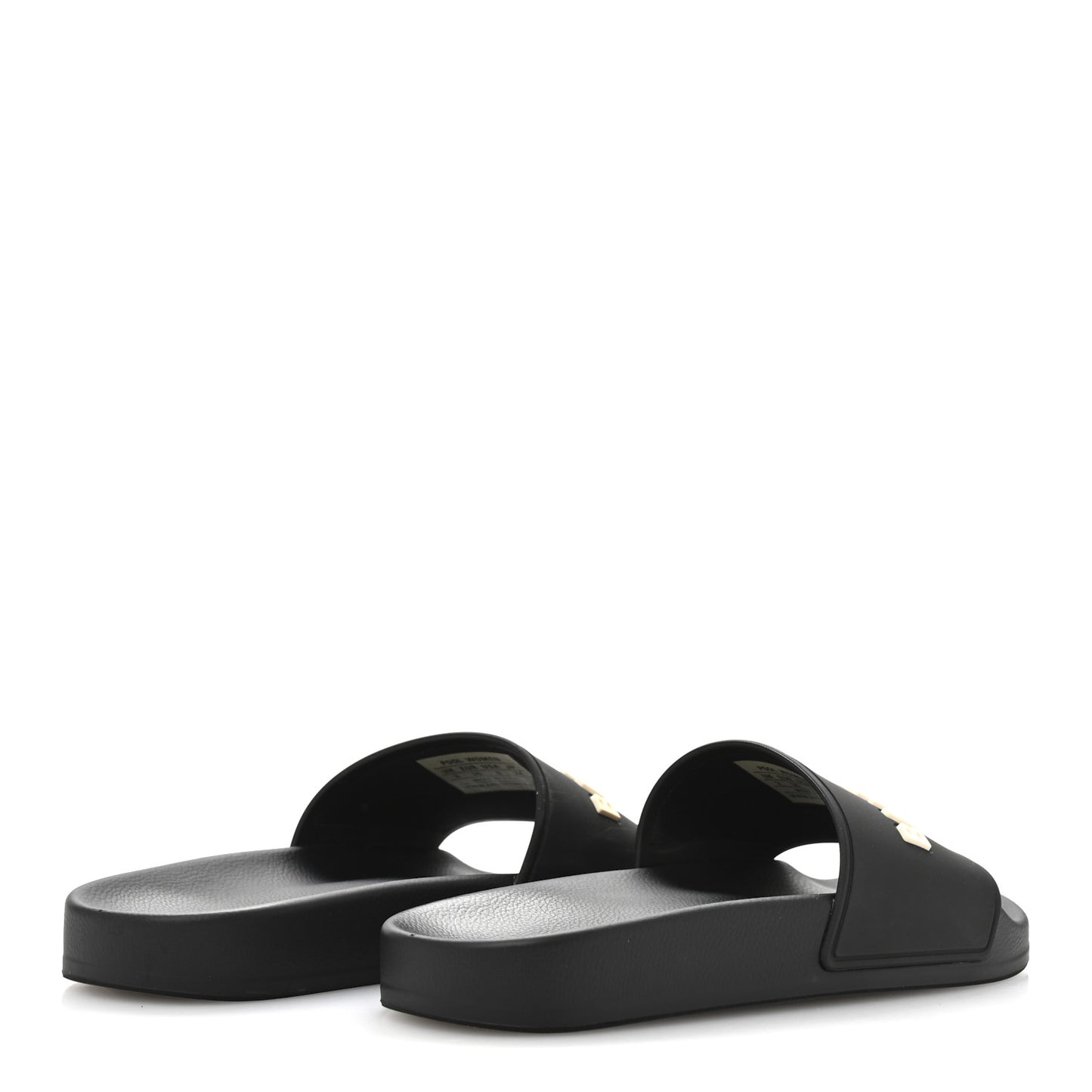 Rubber Logo Pool Slide Sandals 36 Black