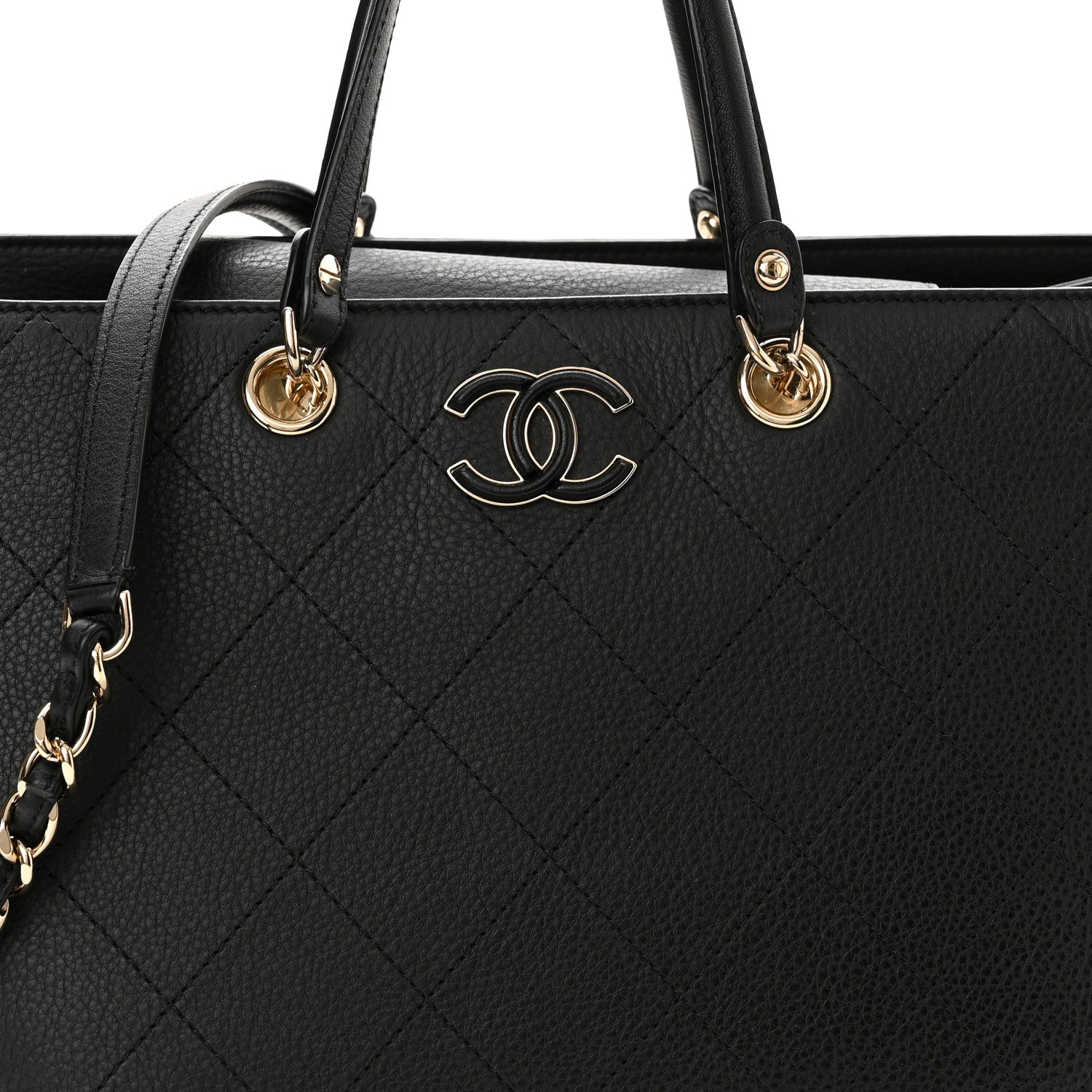 Chanel Bullskin Stitched Medium Shopping Bag Black 8 of 11