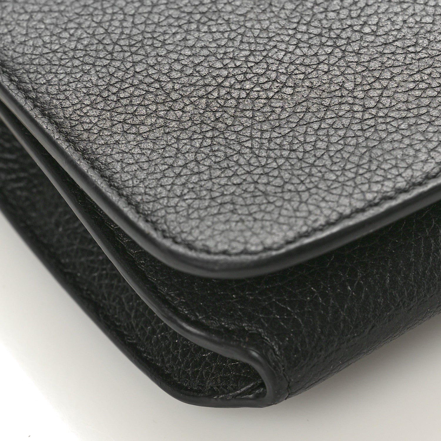 Balenciaga Grained Calfskin Logo Everyday Phone Holder Wallet On Chain Black White 8 of 10