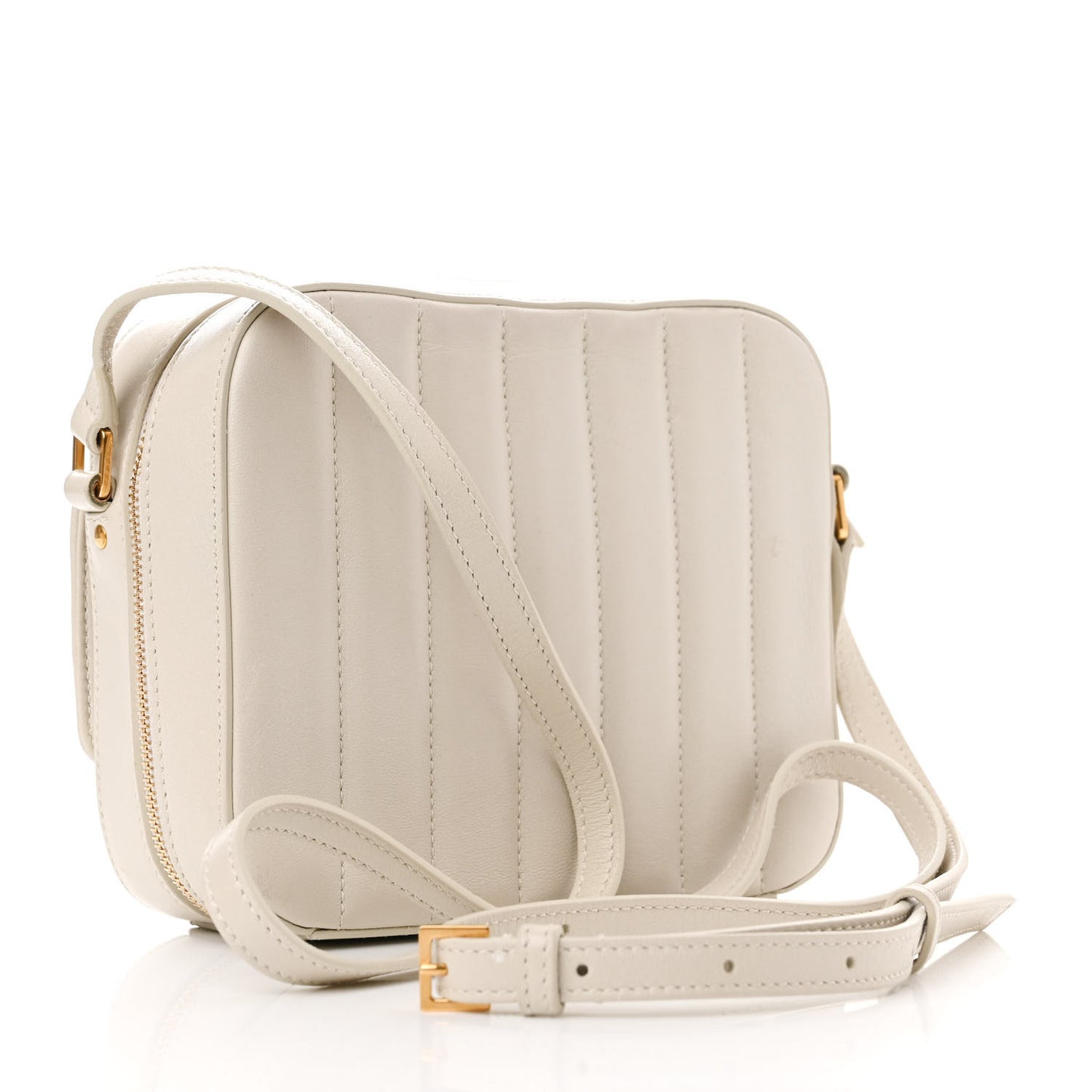 Lambskin Matelasse Monogram Vicky Camera Bag White