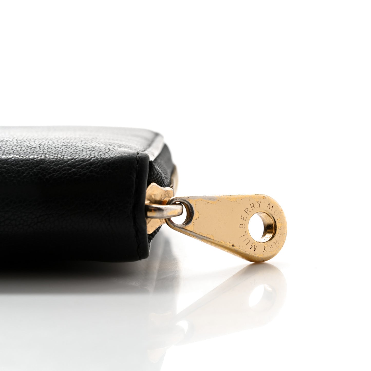 Shiny Goatskin Tree Zip Around Wallet Black