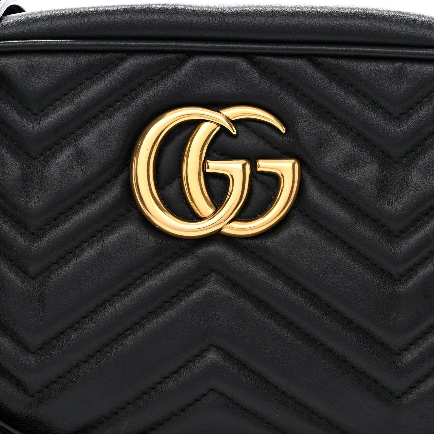 Calfskin Matelasse Small GG Marmont Chain Shoulder Bag Black