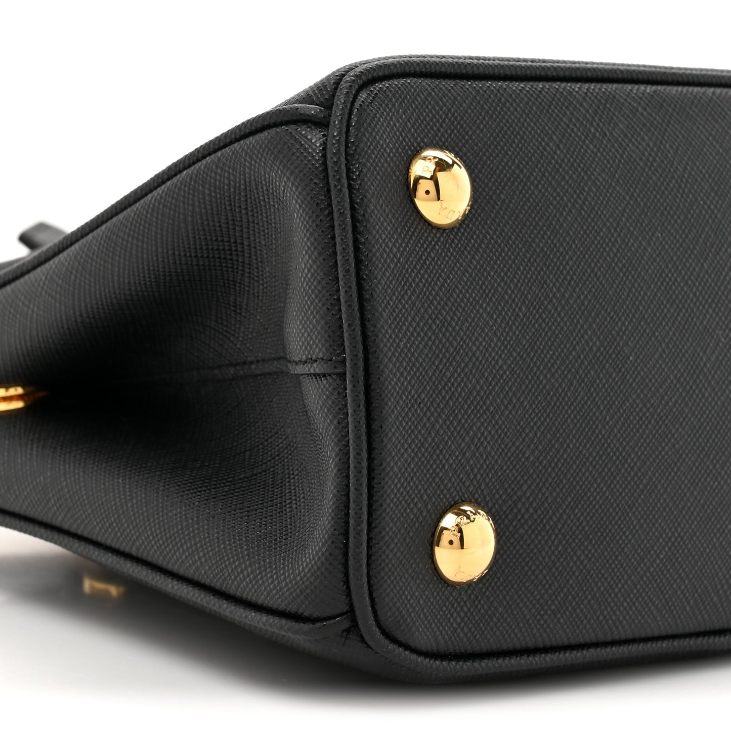 Saffiano Lux Mini Galleria Double Zip Shoulder Tote Black