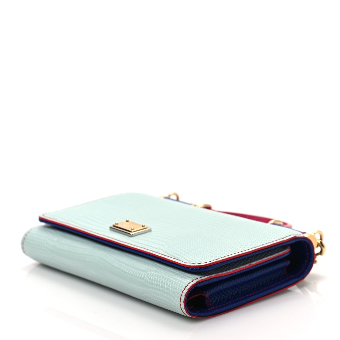 Dauphine Stampa Iguana Mini Miss Sicily Chain Phone Case Wallet Blue Multicolor