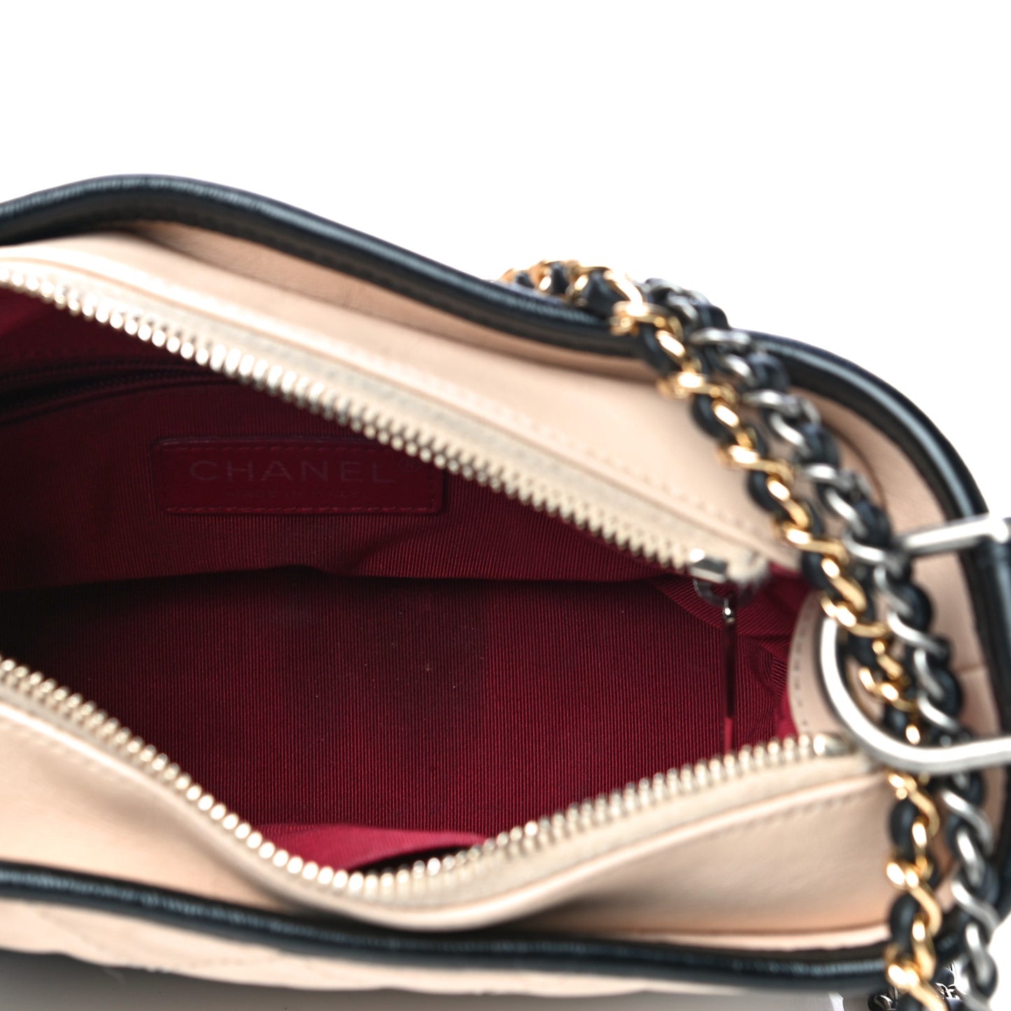 Aged Calfskin Quilted Small Gabrielle Hobo Beige Black