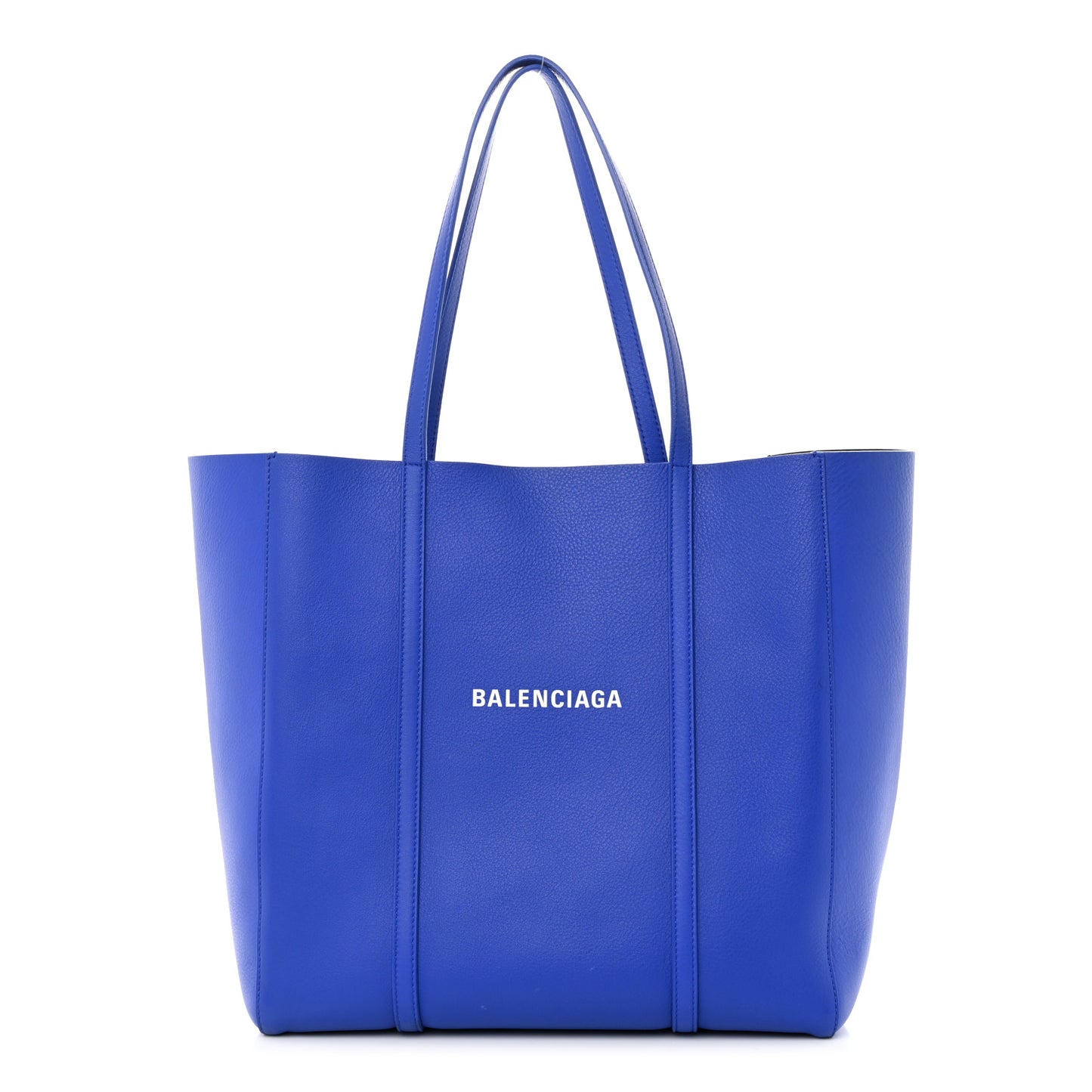 Smooth Calfskin Logo Double Sided Small Everyday Tote Bleu Prim Black